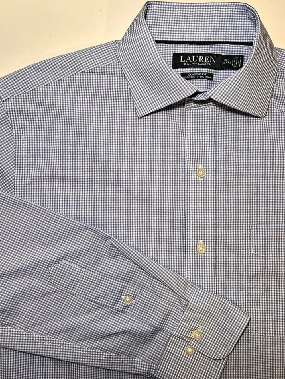 Lauren Ralph Lauren Classic Fit Stretch Non-Iron Gingham Dress Shirt Blue &